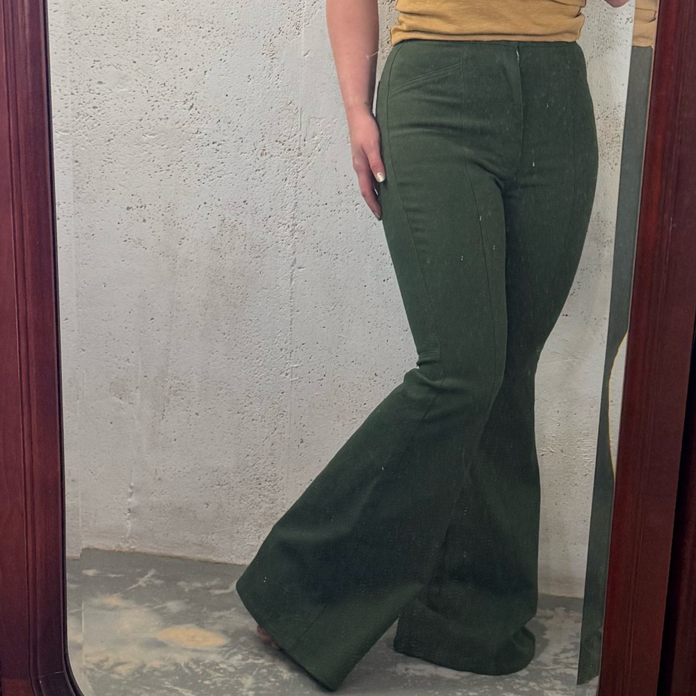 Flying Tomato Green Wide Leg Bell Bottom Flare Pants New With Tags Size Small - Picture 11 of 12